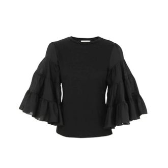 Zimmermann Blouses, female, Black, Size: S Illumination Linen Top