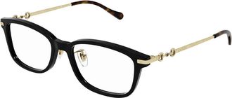 Gucci Rechthoekig Brillenmontuur - Dames - Brillen - Zwart - 52 MM - Accessoires