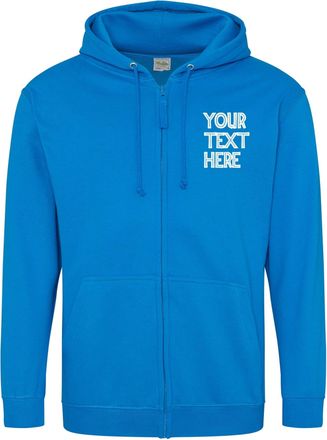 Generic Personalised Workwear Logo Text Embroidered Awdis Zoodie JH050 Zipup Hoodie Workwear Multicolor Hoodie(M, SapphireBlue)