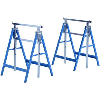 HOMCOM Set De 2 Caballetes Telesc&oacute;picos Plegables Con Altura Ajustable Caballetes De Sierra Para Mesa Y Trabajo De Bricolaje Carga 200 Kg 68x58x80-130 Cm