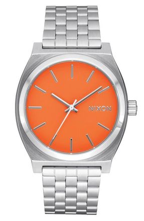 Nixon The Time Teller Bracelet Watch, 37mm in Silver /Mandarin at Nordstrom