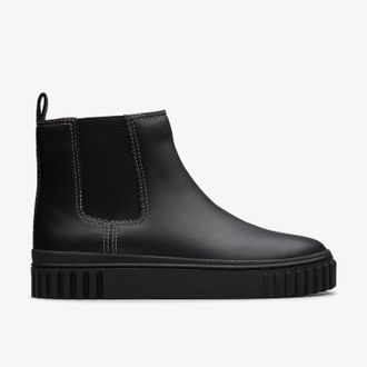 Clarks Mayhill Top Black Leather Laarzen