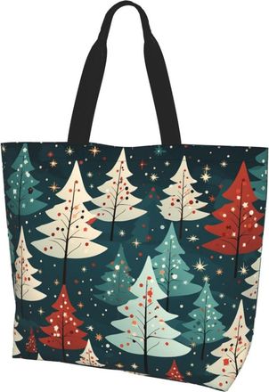 Generic Red Christmas Tree Tote Bag Large Capacity Shopper Bag Portable Handbags For Ladies Casual Travel