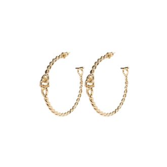Ferragamo Gold Torchon Weave Brass Hook Earrings