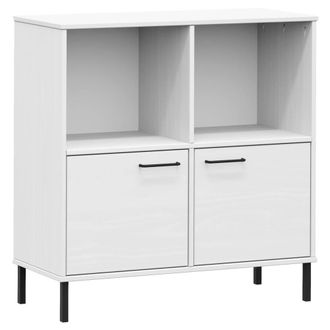 Berkfield Home Bookcase with Metal Legs White 90x35x90.5 cm Solid Wood OSLO