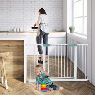 Costway Costway Barrera De Seguridad Ni&ntilde;os 80-132cm, Puerta De Seguridad Para Beb&eacute;s Con Extensiones Y Kits De Montaje, Valla De Seguridad Infantil Con Cierre 