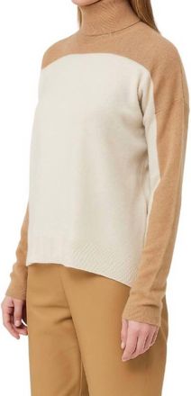Brodie Frida Colorblock Sweater In Camel Antique White