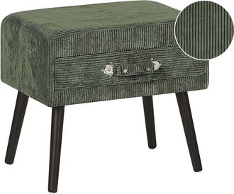 Beliani Beliani - Mesita De Noche Con Almacenaje Tapizada En Pana Verde Patas Negras 46 X 50 X 35 Cm En Forma De Maleta Eurostar