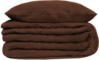 Atmosphera Atmosphera - Juego De Cama Flora De 3 Piezas De Gasa De Algod&oacute;n Marr&oacute;n 260x240cm Cr&eacute;ateur DInt&eacute;rieur