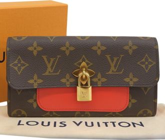 Louis Vuitton Brown Coquelicots Red Color Pvc Leather Long Wallet (Tri-Fold) (Pre-Owned)