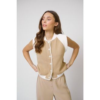 Central Park West Nevada Sleeveless Bomber in Sand at Nordstrom, Size X-Small