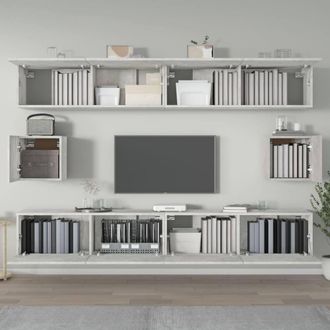 Berkfield Home Classic 6 Piece TV Cabinet Set Concrete Grey Engineered Wood