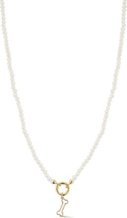 Ember Fine Jewelry 14K Gold Freshwater Pearl Bone Pendant Necklace in Gold/pearl at Nordstrom Rack