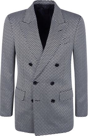 Tom Ford Jacquard Geometric Design Double Breasted Jacket