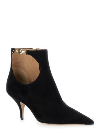 Ferragamo Black Solid Pointed Toe Boot