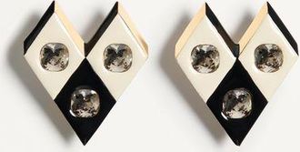 Valentino Garavani Losangettes Metal, Enamel And Crystal Earrings Wo