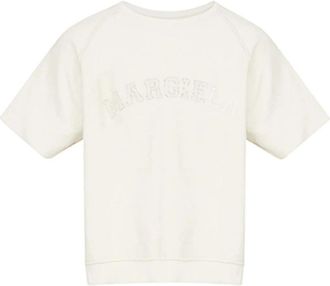 Maison Margiela Witte Katoenen Logo Geborduurde Sweatshirt - Heren - T-shirts - Wit - L - Katoen - Tops