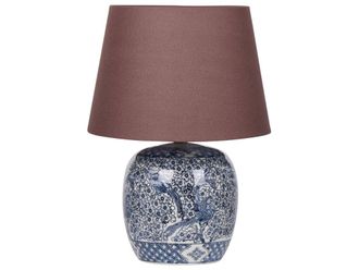 Beliani L&aacute;mpara de mesa porcelana marr&oacute;n