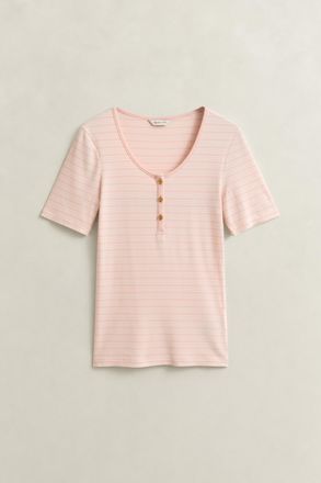 GANT Women Ribbed Henley Top (XXL) APRICOT PINK