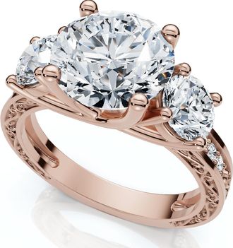 Pompeii3 Certified 3.40Ct Round Cut Diamond Engagement Ring 14k Gold Lab Grown