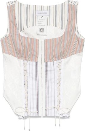 Marine Serre Top Regenerated a righe - Bianco