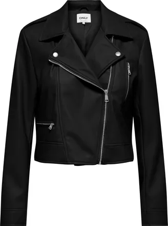 Only Lederimitatjacke ONLY ONLCARMEN FAUX LEATHER BIKER CC OTW, Damen, Gr. XL, schwarz, Web, Obermaterial: 100% Polyester, unifarben, figurbetont kurz, V-A
