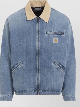 Carhartt Work in Progress detroit denim jacket corduroy collar zip pockets