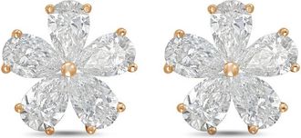Diana M. Jewels 14kt Rose gold 5.00cts lab grown Pear shaped diamond flower cluster stud earrings
