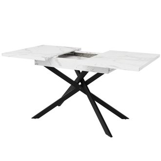 Urban Meuble Mesa de comedor extensible efecto m&aacute;rmol blanco (120-160 cm)