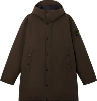 Stone Island Jassen, Heren, Bruin, M, Polyester, Lange Parka
