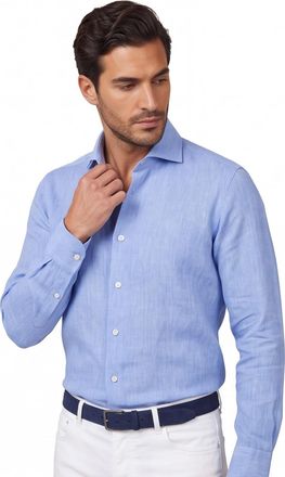 John Miller tailored fit overhemd blauw effen