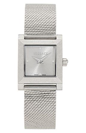 Versace Mosaic Square Mesh Strap Watch, 22mm in Stainless Steel at Nordstrom