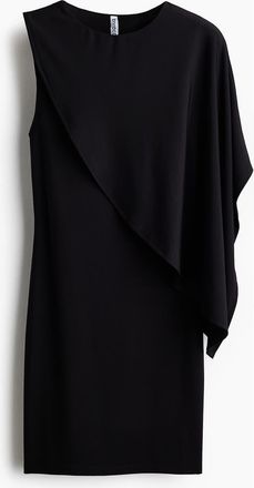H&M Cape-detail Mini Dress in Black at Nordstrom, Size Xx-Large