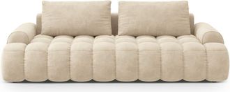 Cosmopolitan Design Sof&aacute; cama con ba&uacute;l de almacenaje 4 plazas terciopelo beige claro