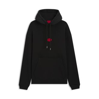 HUGO BOSS Cotton-blend hoodie with waxed-stamp logo