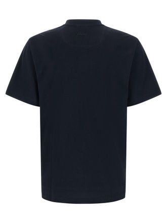 Brioni Tone-on-Tone Logo Embroidered T-Shirt - Navy