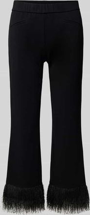 Toni Flared Cut Hose aus Viskose-Mix mit Fransen in Black, Größe 38