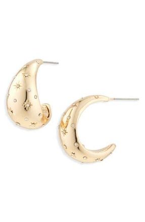 BaubleBar Stella Hoop Earrings in Clear/Gold at Nordstrom Rack