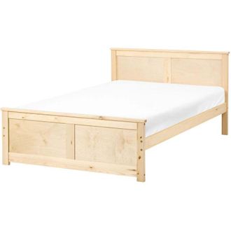 Beliani Letto matrimoniale in legno naturale marrone chiaro 120 x 200 cm Dauphin