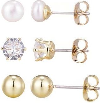 Adornia Set of 3 Assorted Stud Earrings in Gold at Nordstrom Rack