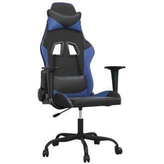 vidaXL Silla Gaming De Masaje Cuero Sint&eacute;tico Negro Y Azul Vidaxl