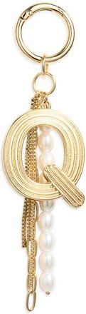 Chelsea28 Initial Faux Pearl Bag Charm in Q- White- Gold at Nordstrom