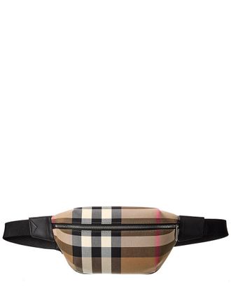 Burberry Check Canvas & Leather Belt Bag