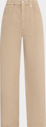 Brunello Cucinelli Dyed Cotton-Linen Wide-Leg Pants