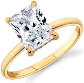 Crislu Radiant Cut Cubic Zirconia Solitaire Ring in 18Kt Yellow Gold /Clear Stone at Nordstrom, Size 7