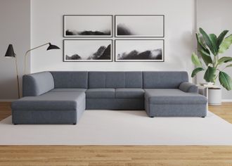 Domo Collection Wohnlandschaft »Topper, elegant und zeitlos, komfortabel, U-Form« wahlweise mit Bettfunktion