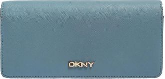 DKNY Dkny Blue/beige Saffiano Leather Flap Continental Wallet