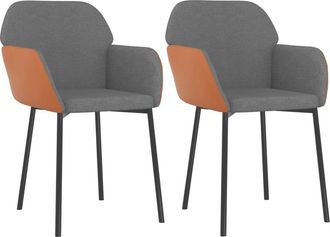 vidaXL Sillas De Comedor 2 Unidades Cuero Sint&eacute;tico Y Tela Gris Claro Vidaxl