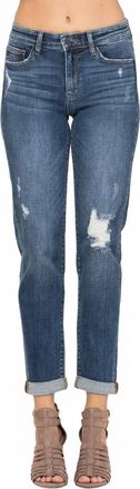 Judy Blue Kimberly Destroyed Cuff Slim Fit Jeans In Medium Wash