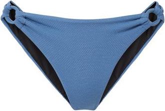 Change of Scenery Camilla Ring Trim Lowrise Hipster Bikini Bottom in Steel Blue Metallic at Nordstrom, Size X-Small